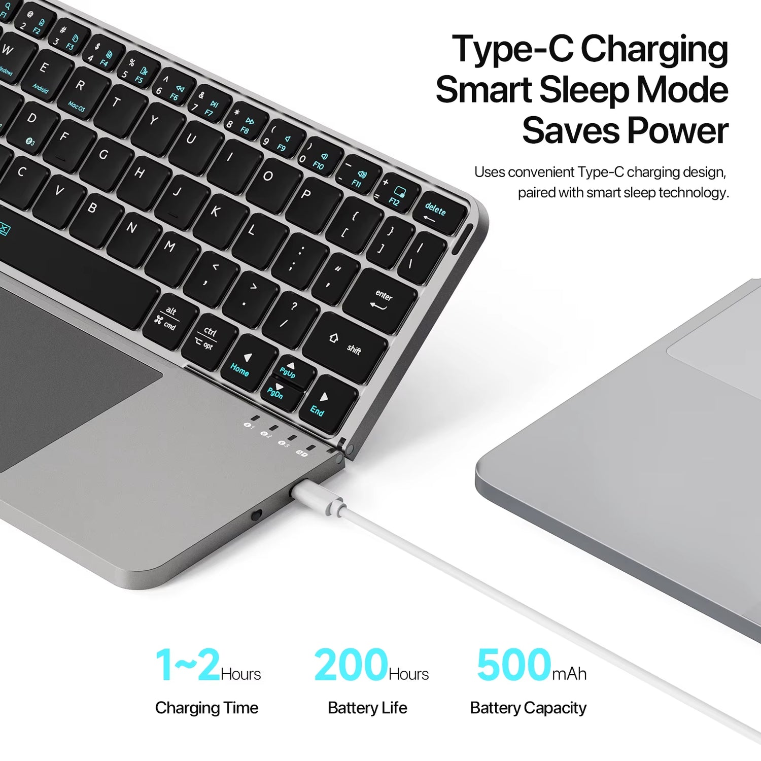 Foldable Bluetooth 5.0 Keyboard with Touchpad & Phone Holder for Phones Tablets PC Ios Android Windows Mac